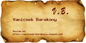 Vanicsek Barakony névjegykártya